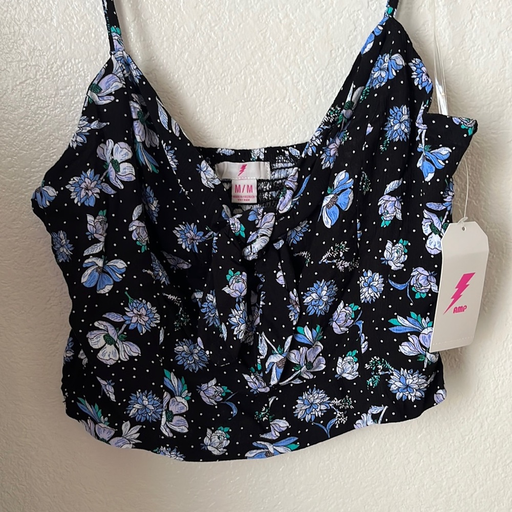 AMP Juniors blue floral crop top